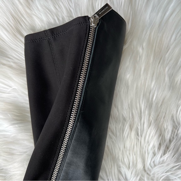 Michael Kors Black Leather Pointed Toe Stiletto Heel Knee High Boots - Picture 5 of 7